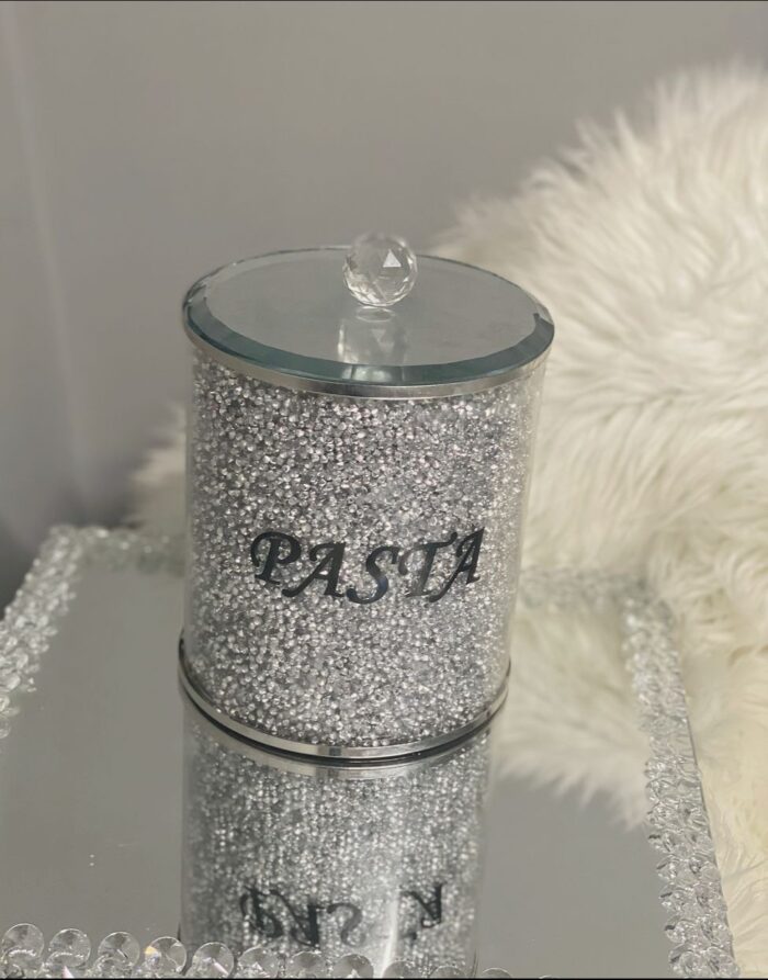 Crushed Diamond Silver Pasta Jar