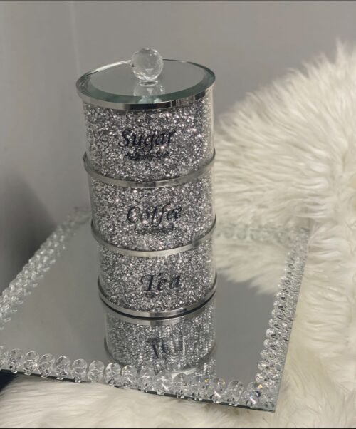 Tea Coffee Sugar Canisters Stacked Jars Bling
