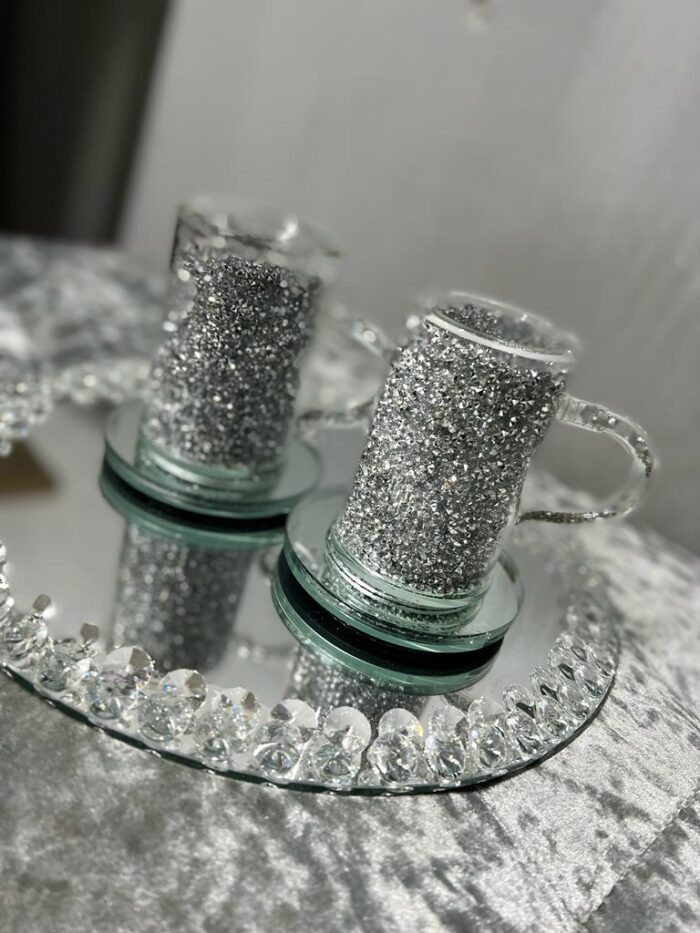 Crushed Diamond Set Of 2 Mugs With Coasters