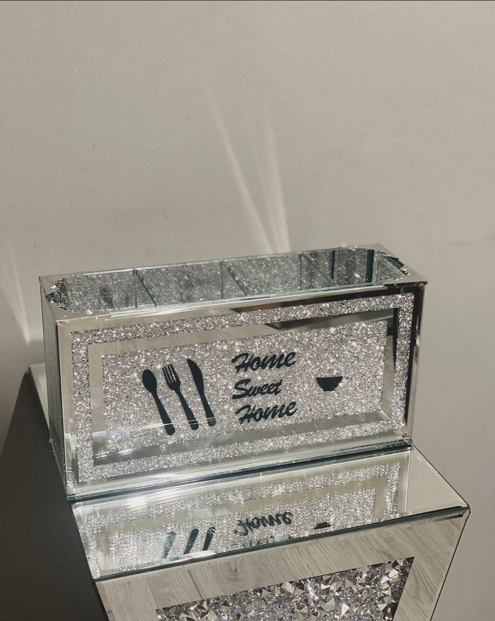 Crushed Diamond 'Home Sweet Home' 4 Compartment Kitchen Accessory